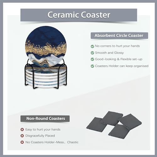 6 Pcs Coasters for Drinks with Holder