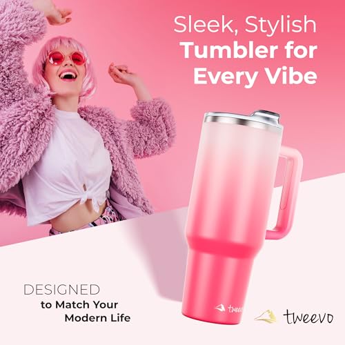 40 oz Tumbler With Handle and Straw Made of Stainless Steel