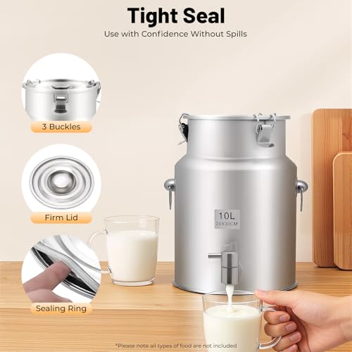 2.64 Gal 304 Stainless Steel Milk Can with Faucet and Sealing Lid