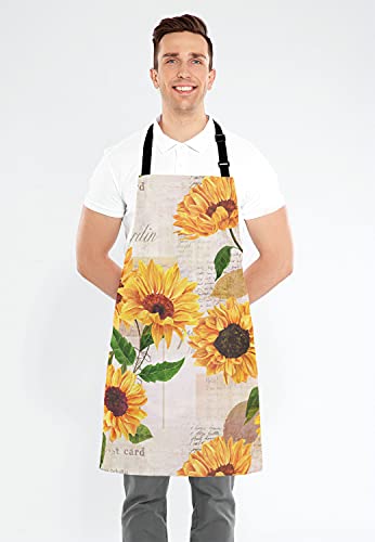 Watercolor Sunflowers Adjustable Bib Apron