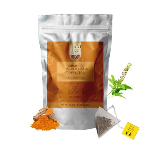 Tealeaf & Co. Turmeric Tulsi Holy Basil Green Tea (50 Count)