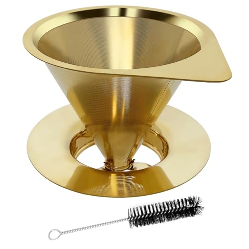 Pour Over Coffee Dripper Reusable Coffee Filter Paperless Coffee Filter Stainless Steel Pour Over Coffee Maker Cone Coffee Dripper for 1