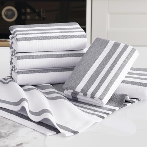 Premium Cotton Stripe Kitchen Towels 6 Pack (6 Count)
