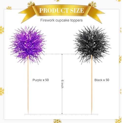 100 Pcs Halloween Foil Firework Cupcake Toppers