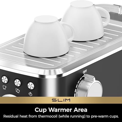 Slim Espresso Machine with Milk Frother for Home Cappuccino