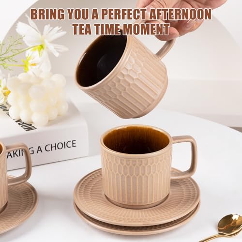 8oz Cappuccino Cups with Saucers Set of 4 (4 Count)