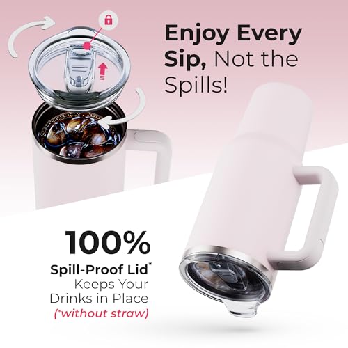 40 oz Tumbler With Handle and Straw Made of Stainless Steel