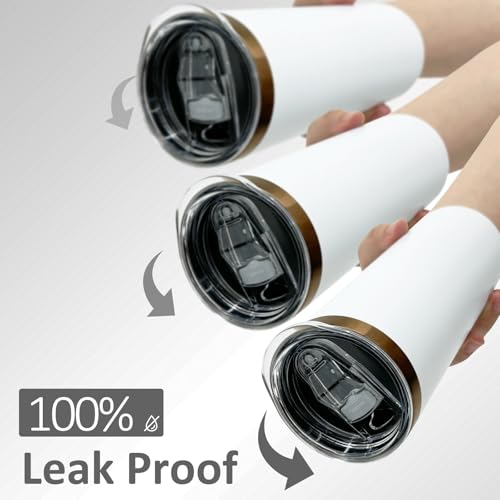 20 oz Skinny Tumblers Bulk with Lids and Straws White (8 Count)