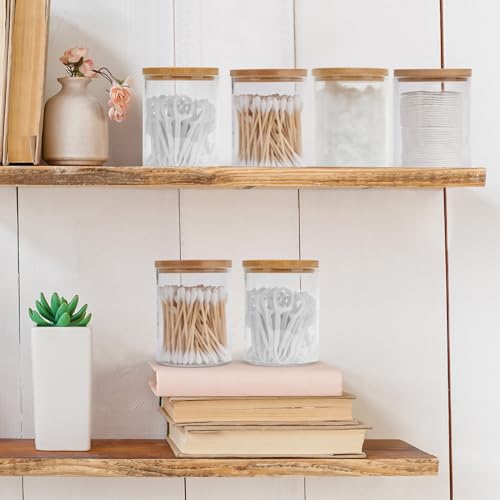 6 Pack Glass Qtip Holder Dispenser for Cotton Ball (8 Count)