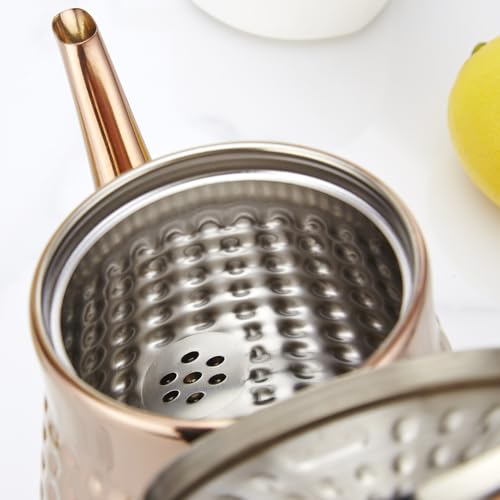 1.6L(54oz) Stainless Steel Hammer Patterned Teapot With Removeable Infuser,Loose leaf cover,Copper