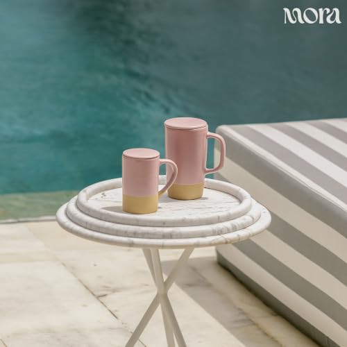 Mora Ceramics Large Tea Mug with Loose Leaf Infuser and Ceramic Lid