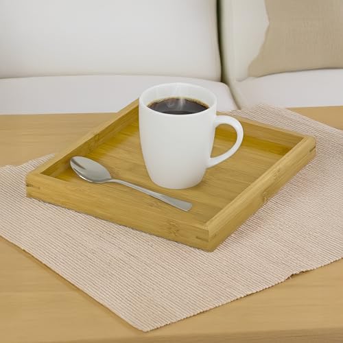 Natural Bamboo Serving Tray Platter 9.75 x 9.75 Square