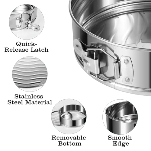 4/7/9/10-Inch Set Springform Pan, Removable Bottom, Stainless Steel (4 Count)