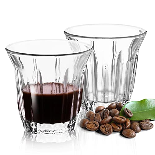 Espresso Cups Set of 2 Clear Glass Cups 3oz for Coffee (2 Count)