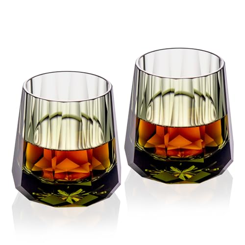 Crystal Whiskey Glasses Set of 2 Handcrafted Old Fashioned Glasses (2 Count)