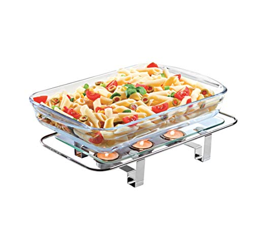 NewlineNY Chrome Plated Glass Dish Warmer