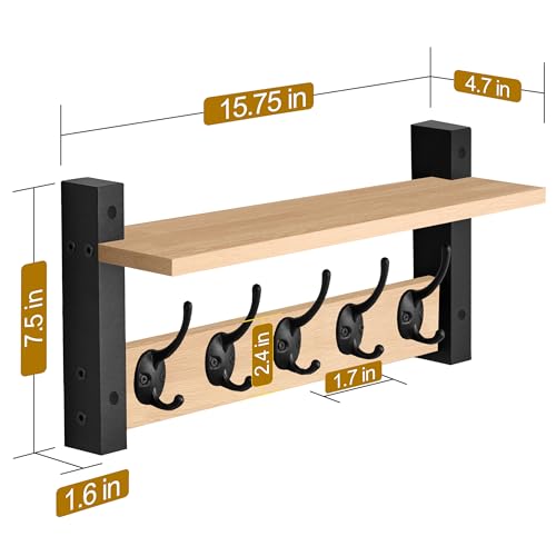 Coat Rack Wall Mount with Shelf