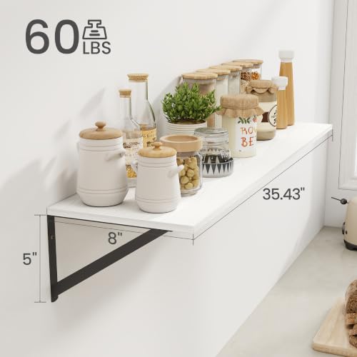 White Deep Floating Shelves for Wall (2 Count)