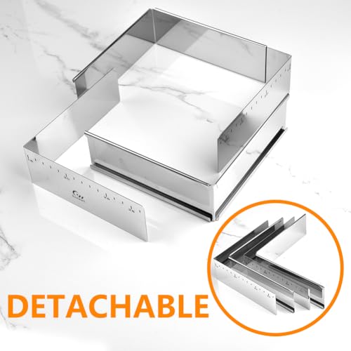 Extensible Square Cake Ring Mold Adjustable Stainless Steel Mousse Ring Detachable Nonstick Cake Cutter Pastry Shaping for DIY Baking