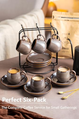3 Ounce Espresso Cups and Saucers Set of 6 (6 Count)
