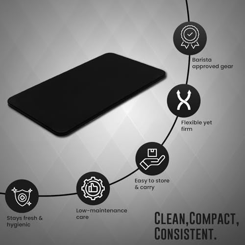 Premium Black Espresso Tamping Mat 8.75" x 3"