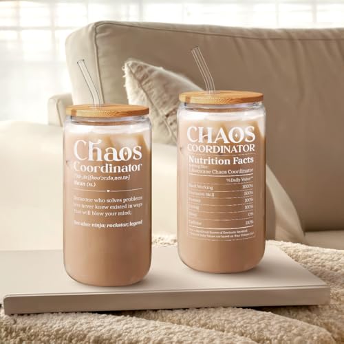 Chaos Coordinator 16oz Can Glass Tumbler with Bamboo Lid & Straw