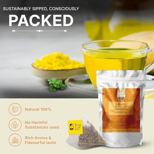 Tealeaf & Co. Turmeric Tulsi Holy Basil Green Tea (50 Count)