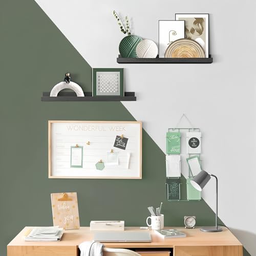 24 Inch Black Floating Picture Ledge Shelf (4 Count)