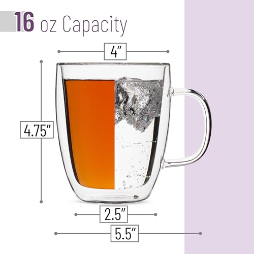 BTaT Double Walled Glass Coffee Mugs (6 Count)
