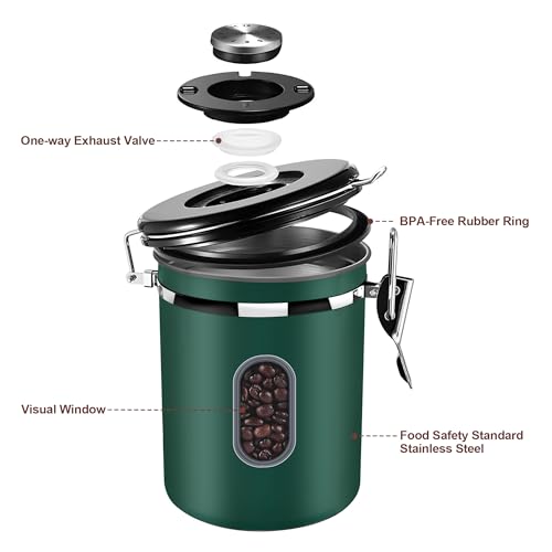 Airtight Coffee Canister with Date Tracker & Transparent Window
