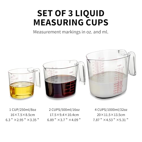 3 Piece Clear Nesting Liquid Measuring Cups with Spouts (3 Count)