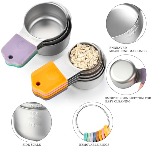 Magnetic Measuring Cups Set Stainless Steel Stackable Nesting Measuring Cup