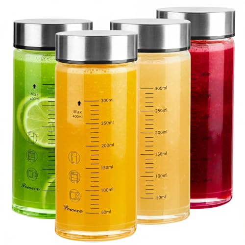 Glass Juice Bottles 4 Pack 12 oz (4 Count)