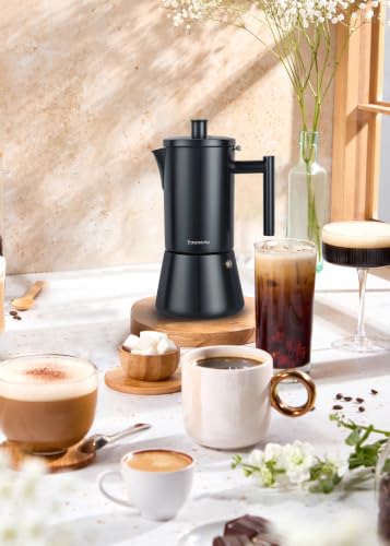 Diego Stovetop Espresso Maker Stainless Steel Italian Coffee Machine Maker 6Cup 10 oz Moka Pot Induction Espresso Pot