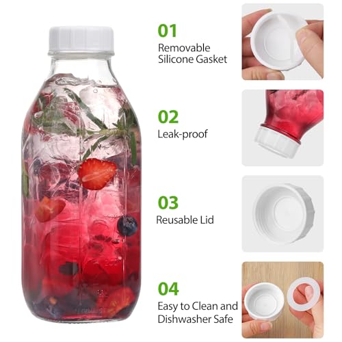 2 Pack 32 Oz Glass Milk Bottle with Reusable Lid (2 Count)