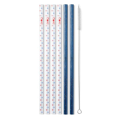Reusable Straw Set with Cleaning Brush (6 Count)