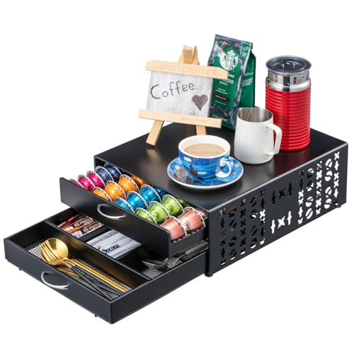 for Vertuo Pod Holder Coffee Accessories Organizar for Nespresso Pod Storage Large Capacity Fits All Size Coffee Station for Coffee Bar