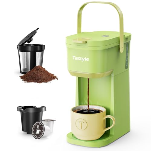 Mini Single Serve Coffee Maker for K Cups and Grounds with Handle