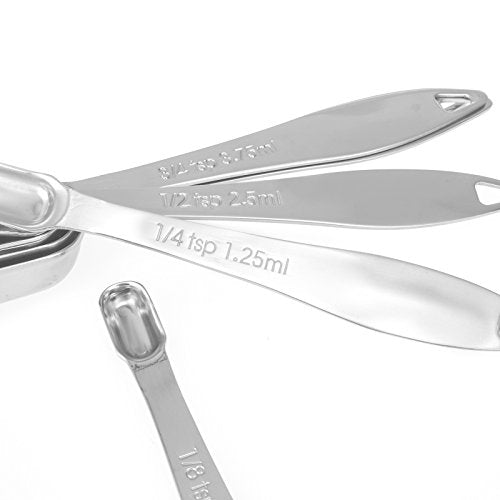 6-Piece 18/8 Stainless Steel Measuring Spoons Set, Silver