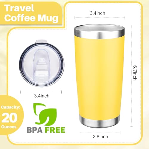 20oz Tumbler with Lid Double Wall Vacuum Insulated Travel Coffee Mug Stainless Steel Thermal Cup Powder Coated Sturdy Coffee Tumbler Bulk for Hot and Cold Beverages (4 Count)