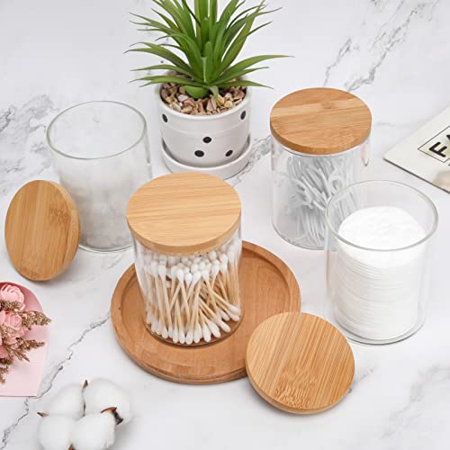 4 Pack Glass Qtip Holder Dispenser for Cotton Ball (8 Count)