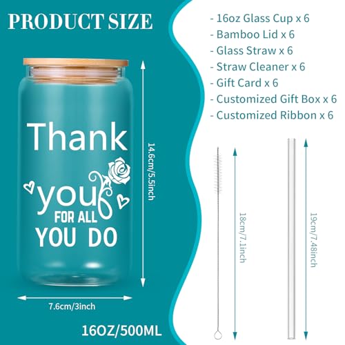 6 Pack Employee Thank You Gifts Glass Cups (6 Count)