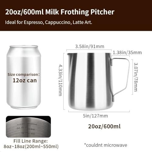 20oz Milk Frothing Pitcher Stainless Steel Espresso Steaming Jug