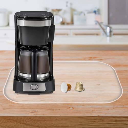 Silicone Coffee Maker Mat with Lip for Countertops 17.4''x10.6''Translucent