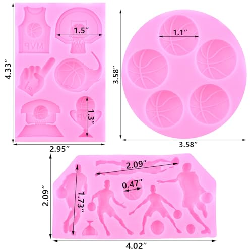 Basketball Silicone Molds Sports Theme Fondant Mold Set Of 3