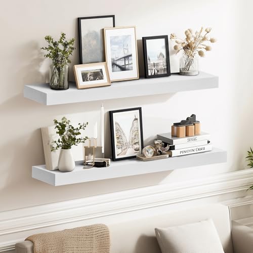 Solid Wood Floating Shelves (2 Count)