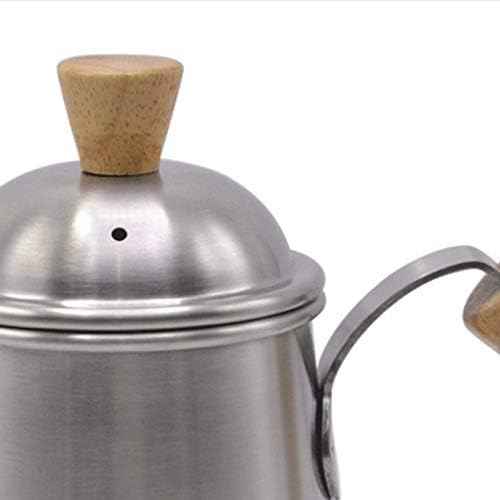 Long Narrow Spout Coffee Pot Stainless Steel Wooden Hand Pour Over Drip Kettle for Maker