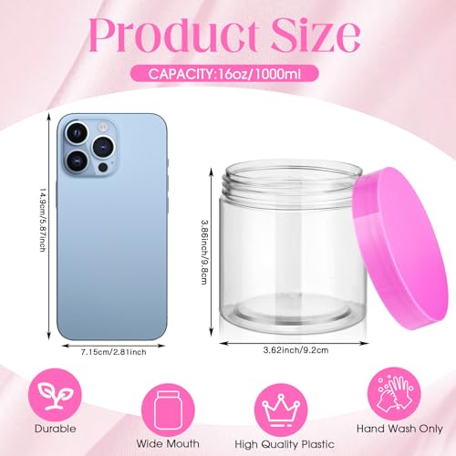 4 Pcs Plastic Jars Wide Mouth with Lids (4 Count)