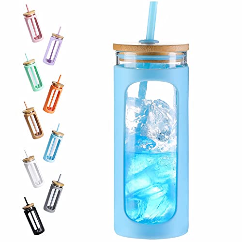 20oz Glass Water Tumbler with Straw and Lid