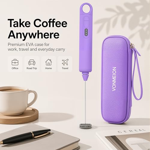 Rechargeable Milk Frother Handheld 3 Speed Coffee Foamer [3 Whisk] Electric Drink Mixer for Latte